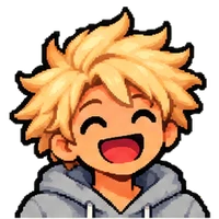 Finn, with wild blond hair and a big grin.